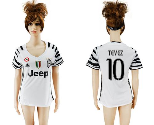 Women's Juventus #10 Tevez Sec Away Soccer Club Jersey